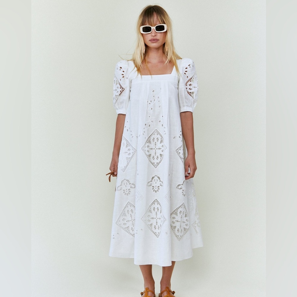 Hunter bell waverly midi dress white size xs